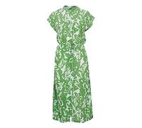 ICHI IHREGINE DR Damen Freizeitkleid Kleid 100% Viskose Blusenkleid Midi mit Gürtel und Knopfleiste Kurzarm Regular-Fit, Größe:40, Farbe:Greenbriar (166127)