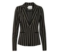 ICHI IHRUTI BL7 Damen Blazer Kurzblazer Jacke gestreifter Ein-Knopf-Blazer mit Stretch und Reverskragen, Größe:L, Farbe:Black (194008)