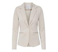 ICHI IHRUTI BL8 Damen Blazer Kurzblazer Jacke karierter Ein-Knopf-Blazer mit Stretch und Reverskragen, Größe:XL, Farbe:Doeskin (151308)