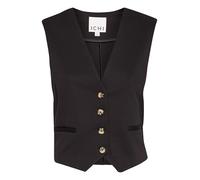 ICHI IHSIMONSE Damen Weste Anzugsweste mit V-Ausschnitt Knöpfen Paspeltaschen leicht elastisch Regular fit, Größe:S, Farbe:Black (194008)