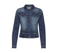 ICHI IHSTAMPE JA Damen Jeansjacke Denim Übergangsjacke mit Stretch und Knöpfen, Größe:38, Farbe:Medium blue wash (19037)