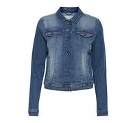 ICHI IHSTAMPE JA Damen Jeansjacke Denim Übergangsjacke mit Stretch und Knöpfen, Größe:38, Farbe:Washed med. blue (200928)