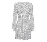 ICHI IHVERA DR 23 Damen Freizeitkleid Kleid Minikleid mit Glockenärmeln V-Ausschnitt Langarm Slim-Fit, Größe:36, Farbe:Cloud Dancer w. Black dot (201019)