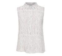 ICHI IHVERA TO5 Damen Kurze Bluse Blusenhemd ohne Ärmel mit Hemdkragen Gemustert Regular Fit, Größe:40, Farbe:Cloud Dancer Multi Stripe AOP (202016)