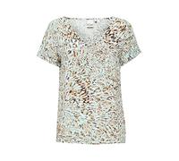 ICHI IHVERA V SS2 Damen Kurze Bluse Kurzarm Viskose Blusen-T-Shirt mit V-Ausschnitt Regular Fit, Größe:38, Farbe:Eggshell Blue AOP (202004)