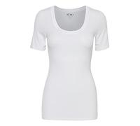 ICHI IHZOLA Damen T-Shirt Kurzarm Shirt rundhalsshirtp mit aufgesetzten Kanten Slim Fit, Größe:L, Farbe:White (10100)