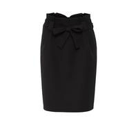 Ichi IXCAISY Damen Rock Midirock kurzer Rock mit Bindeband Gürtelschlaufen Ziernähten leicht elastisch Regular fit, Größe:38, Farbe:Black (194008)