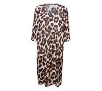 ICHI IXISSA DR Damen Freizeitkleid Kleid 100% Viskose Midikleid 3/4 Arm Regular-Fit, Größe:40, Farbe:Natural Leo Print (202039)