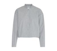 Ichi IXKATE Damen Jacke Bomberjacke Übergangsjacke mit Druckknöpfen leicht elastisch Loose fit, Größe:M, Farbe:Grey melange (200318)