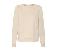 Ichi IXKATE Damen Sweatshirt Pullover Sweater mit Puffärmel Rippbündchen Rundhals elastisch Loose fit, Größe:L, Farbe:Doeskin (151308)