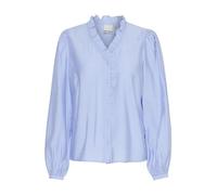 Ichi IXLAYA Damen Bluse Shirt Blusenshirt mit Rüsschen Puffärmel V-Ausschnitt Knöpfen Regular fit, Größe:40, Farbe:Placid Blue (153920)