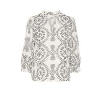 ICHI IXMeneka Damen Bluse Blusenshirt Shirt mit 3/4-Arm V-Ausschnitt Rüsschen Gemustert Regular fit, Größe:40, Farbe:Cloud Dancer (114201)