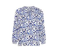 ICHI IXSAMSINA MS Damen Bluse Blusenshirt mit 3/4-Arm V-Ausschnitt Kordel Regular fit, Größe:42, Farbe:Strong Blue (184051)