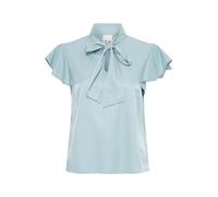 Ichi IXSTINEA SS Damen Bluse Blusenshirt mit Flügelärmel Schleife V-Ausschnitt Regular fit, Größe:40, Farbe:Aqua Gray (155205)