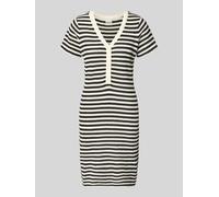 ICHI Knielanges Strickkleid mit V-Ausschnitt Modell 'LORIANNA' in Black, Größe XS