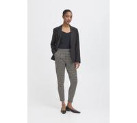 ICHI IHKATE CHECKY PA2 Damen Chino Hose Stoffhose mit Stretch schmaler Schnitt mit Elastikbund, Größe:L, Farbe:Black (194008)