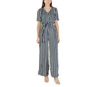 Ichi Sommer Jumpsuit Blau V-Ausschnitt Streifen 100% Viskose - Größe: L