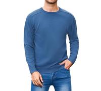 iClosam Herren Pullover Rundhals Einfarbiger Strickpullover Basic Vielseitiger Pullover für Herren Winter Baumwollepullover Regular Fit Freizeit Pulli,Blau,S