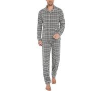 iClosam Herren Pyjama Lang Schlafanzug Langarm mit Knopfleiste Baumwolle Herrenschlafanzug Winter Kariert Männer Loungewear Nachtwäsche V-Ausschnitt Loungewear