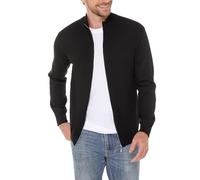 iClosam Herren Strickjacke Feinstrick Mit Stehkragen Und Reißverschluss, Schwarz, XL