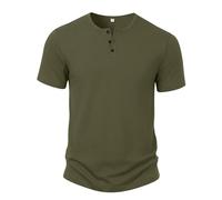 iClosam Herren T-Shirt Kurzarm Henley Kragen aus weicher Baumwolle Regular M