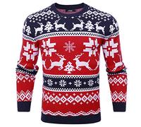 iClosam Herren Weihnachtspullover Sweater Christmas Pullover Rundhals Warme Strickpulli für Weihnachten