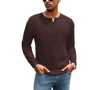 iClosam Herrenpullover Henley mit Knopfausschnitt Retro Strickpullover Klassischer Rippen Herren Pullover Longsleeve Winter Pulli für Freizeit & Büro,Braun,2XL
