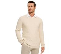 iClosam Modischer Herrenpullover, Weicher Langarm Strickpullover mit Karomuster and Rundhals, H-Schnitt Basic Pulli für Männer im Herbst and Winter