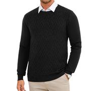 iClosam Modischer Herrenpullover, Weicher Langarm Strickpullover mit Karomuster and Rundhals, H-Schnitt Basic Pulli für Männer im Herbst and Winter