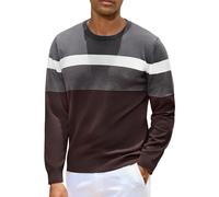iClosam Pullover Herren Gestreift Strickpullover Rundhals Streifenpullover Winter Herrenpullover Freizeit Pulli Männer Regular Fit Sweatshirt für Herren