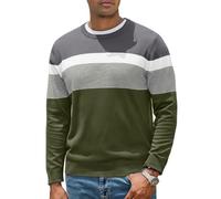 iClosam Pullover Herren Gestreift Strickpullover Rundhals Streifenpullover Winter Herrenpullover Freizeit Pulli Männer Regular Fit Sweatshirt für Herren