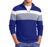 iClosam Pullover Herren Half Zip Streifen Strickpullover Stehkragen Pulli | Herrenpullover Troyer Gestreift mit 1/4 Reißverschluss Stehkragen Winterpullover Langarm Sweat Männer für Freizeit Business