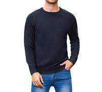 iClosam Pullover Herren Rundhals Langarm Winterpullover Baumwoll-Mix Strickpullover Männer Rippen Standard Fit Herrenpullover für Business Casual,Marineblau,2XL