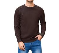 iClosam Pullover Herren Winter Rundhals Langarm Sweatshirt Baumwolle Strickpullover Herren Alltag Pulli Regular Fit, Lagentauglich,Braun,L