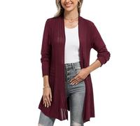 iClosam Strickjacke Damen Lang Cardigan Blaue Strickmantel Einfarbige Dünne Jacke Gestrickt Langarm Leicht Elegant