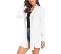 iClosam Strickjacken für Damen Dünne Casual Langarm Cardigan Strickpullover | Einfarbige Open Front Strickjacke Eleganter Langarmshirt Wasserfall Lang Strickmantel Geeignet für den Alltag im Herbst