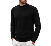 iClosam Strickpullover Herren Rundhals 100% Baumwolle Rollkragenpullover | Pullover Herren 100% Baumwolle Winterpullover Feinstrick Männer Pulli Stehkragen Basic Sweater für Freizeit Alltag