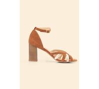 ICode Camel And Gold Heeled Sandals In Velour Leather Camel Größe: 37 | Sandalen Outlet | Damen | Gelb