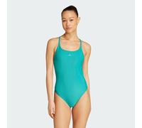 adidas Women's ICONISEA Ribbed Padded Thin Straps Swimsuit, Pure Teal, 34