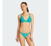 adidas Women's ICONISEA Ribbed Padded Triangle Bikini TOP, Pure Teal, 34
