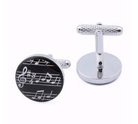 Icufflink Manschettenknöpfe für Herren, Schwarzer Emaille Musik Stil Mode Runde Neuheit Manschette, Sparkly Shirt Zubehör Geschenk Für Buchhalter Boss Business Hochzeit Prom Offizieller Anlaß