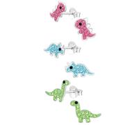 ICYROSE 925 Sterling Silber Set mit 3 Paar sortierten Dinosaurier- und Freunden-Ohrsteckern (nickelfrei) Wahl, Small, Sterling Silber, Kein Edelstein