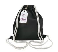 IDEA HOME Baumwollbeutel, Turnbeutel 1 Stück 36x44 cm 250g/m2 Sportbeutel mit Kordel, Rucksack, Beutel, Jutebeutel Gym Bag, blanko zum bemalen für Sport & Reise, Schwarz