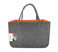 IDEA HOME Filztasche Shopper Groß-30 Liter Einkaufstasche XXL Zusammenklappbar Einkaufskorb Kaminholztasche Kleiderkorb Spielzeugtasche Dunkelgrau/Orange, XL
