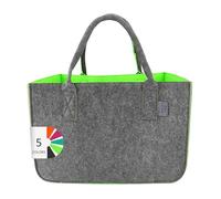 IDEA HOME Filztasche Shopper Groß-30 Liter Einkaufstasche XXL Zusammenklappbar Einkaufskorb Kaminholztasche Kleiderkorb Spielzeugtasche Dunkelgrau/Limonenfarbe, Limonenfarben