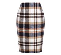 IDEALSANXUN Bleistift-Röcke für Damen, Herbst, Winter, hohe Taille, figurbetont, Knielang, Wolle, Midirock mit Schlitz, braun, Mittel