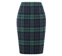 IDEALSANXUN Bleistift-Röcke für Damen, Herbst, Winter, hohe Taille, figurbetont, Knielang, Wolle, Midirock mit Schlitz, Green, Klein