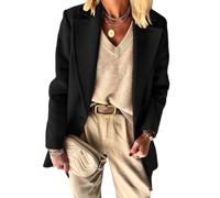 IDEALSANXUN Damen-Blazer aus Wolle, für Herbst und Winter, Erbsenmantel, Business-Arbeitsanzug, Schwarz, XL