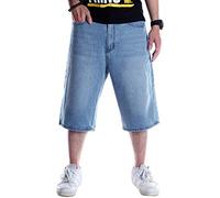 IDEALSANXUN Herren 3/4 Denim Shorts Big & Tall Loose Fit Jeans Shorts, Hell, blau, 58