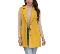 IDEALSANXUN Karierte Weste für Damen, Herbst, Winter, ärmellos, Blazer-Jacken, Lila / Gelb, L